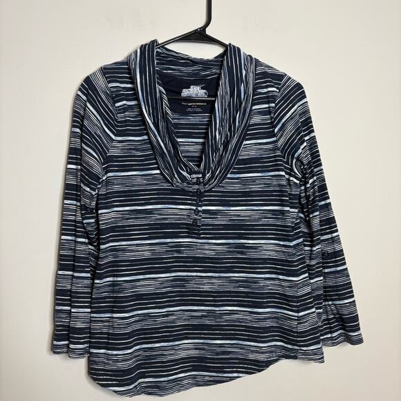 Anthropologie Pilcro & Letterpress Raining Lines Striped Henley Blue Size Medium - Picture 3 of 9